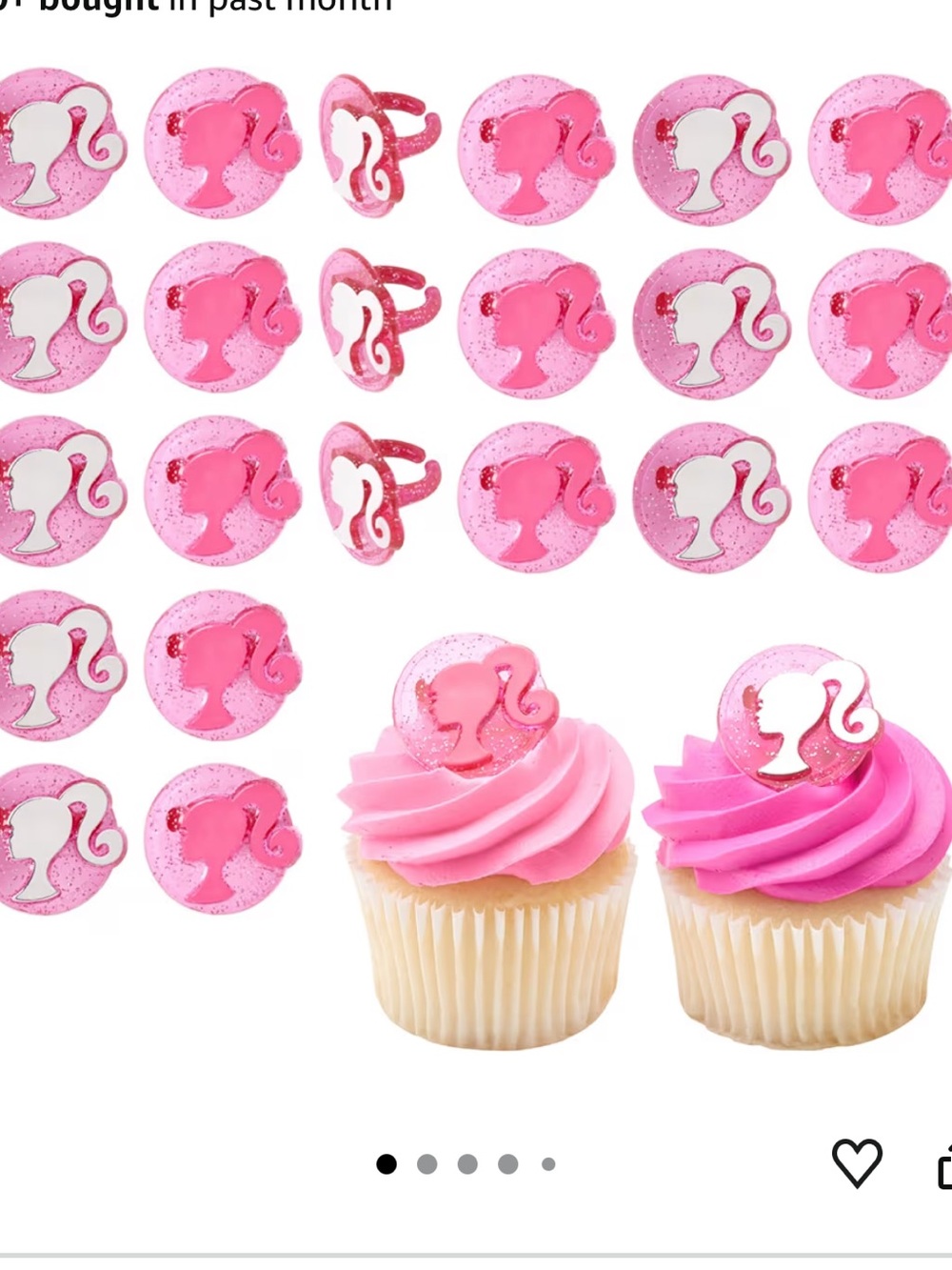 Mattel Barbie Pink Glitter Silhouette Cupcake Toppers - 24 Pack new